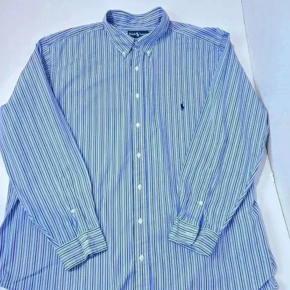Ralph Lauren Mens Button down Polo Striped Long Sleeve Classic Fit 2X Big - Picture 6 of 10